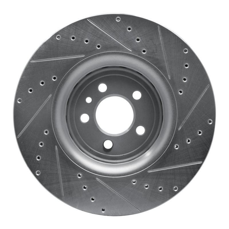 Dodge Charger Brake Rotor (1) - Front Left - R1 Concepts - Drilled & Slotted - Silver - `14-`23